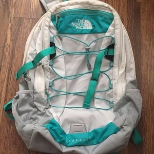 North face Borealis Backpack white and teal